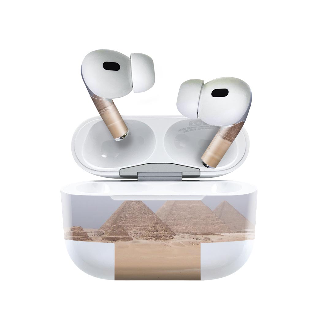 Air Pods Pro2 / Pro1 専用 デザインスキンシール airpods エアポッド apple アップル AirPods Pro 第1世代 airpodsPro 第2世代 対応 イヤホン カバー デコレーション アクセサリー デコシール 025940 ピラミッド　砂漠