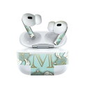 Air Pods Pro2 / Pro1 専用 デザインスキンシール airpods エアポッド apple アップル AirPods Pro 第1世代 airpodsPro 第2世代 対応 イヤホン カバー デコレーション アクセサリー デコシール 026076 イニシャル 花 M(2)