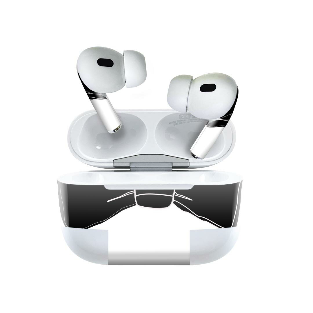 Air Pods Pro2 / Pro1 専用 デザインスキンシール airpods エアポッド apple アップル AirPods Pro 第1世代 airpodsPro 第2世代 対応 イヤホン カバー デコレーション アクセサリー デコシール 026162 リボン　蝶ネクタイ