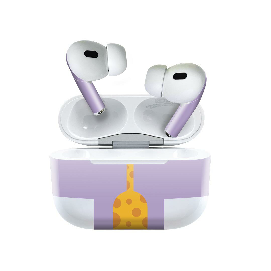 Air Pods Pro2 / Pro1 専用 デザインスキンシール airpods エアポッド apple アップル AirPods Pro 第1世代 airpodsPro 第2世代 対応 イヤホン カバー デコレーション アクセサリー デコシール 026169 動物　キリン