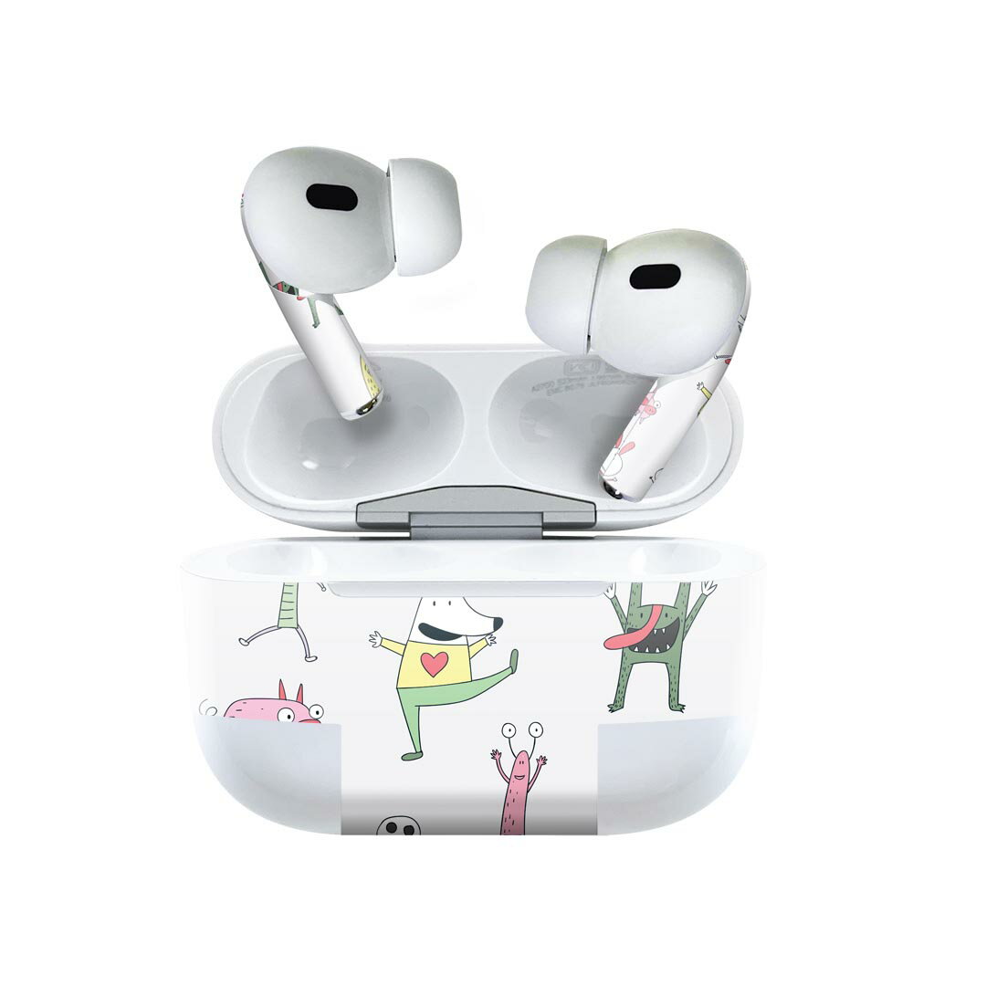 Air Pods Pro2 / Pro1 専用 デザインスキンシール airpods エアポッド apple アップル AirPods Pro 第1世代 airpodsPro 第2世代 対応 イヤホン カバー デコレーション アクセサリー デコシール 026225 動物　犬　人　妖怪