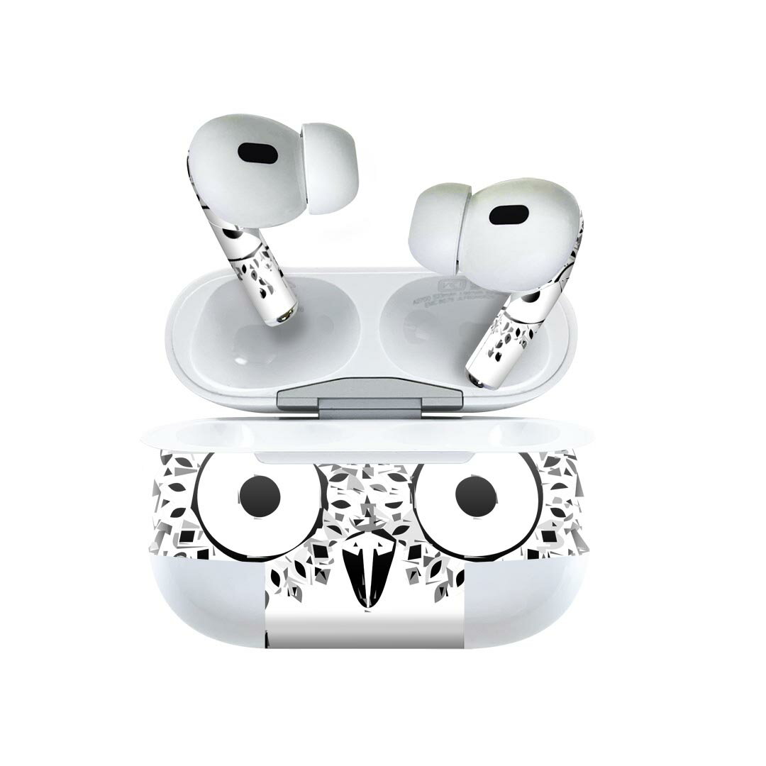 Air Pods Pro2 / Pro1 専用 デザインスキンシール airpods エアポッド apple アップル AirPods Pro 第1世代 airpodsPro 第2世代 対応 イヤホン カバー デコレーション アクセサリー デコシール 026228 動物　ふくろう　鳥