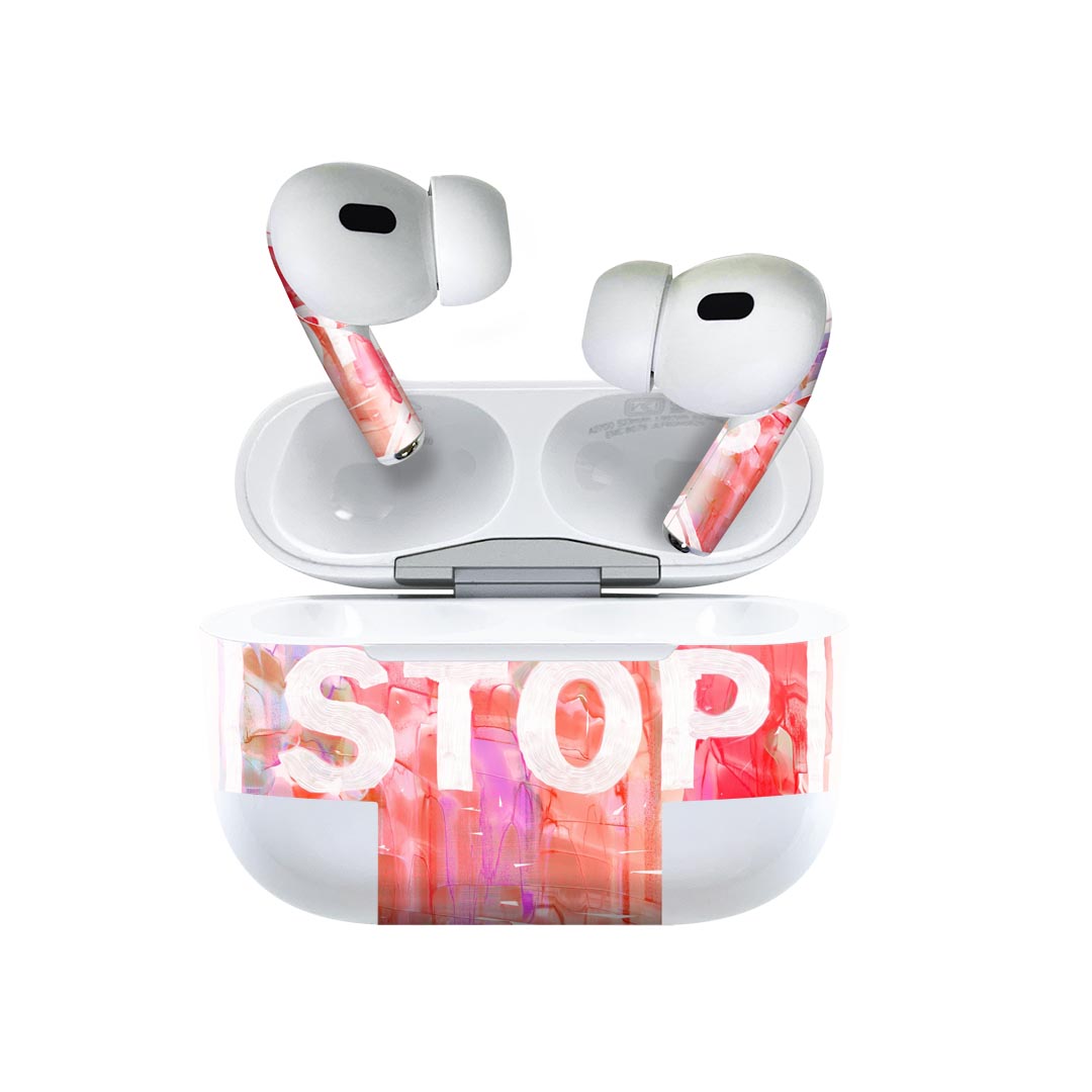 Air Pods Pro2 / Pro1 専用 デザインスキンシール airpods エアポッド apple アップル AirPods Pro 第1世代 airpodsPro 第2世代 対応 イヤホン カバー デコレーション アクセサリー デコシール 026257 看板 英語