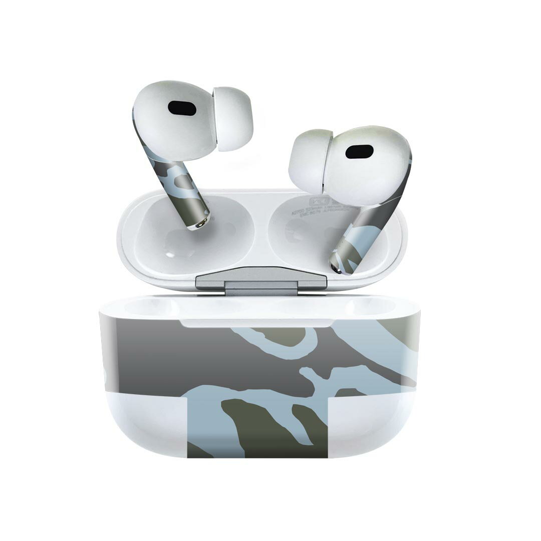 Air Pods Pro2 / Pro1 専用 デザインスキンシール airpods エアポッド apple アップル AirPods Pro 第1世代 airpodsPro 第2世代 対応 イヤホン カバー デコレーション アクセサリー デコシール 004127 迷彩　カモフラ　模様