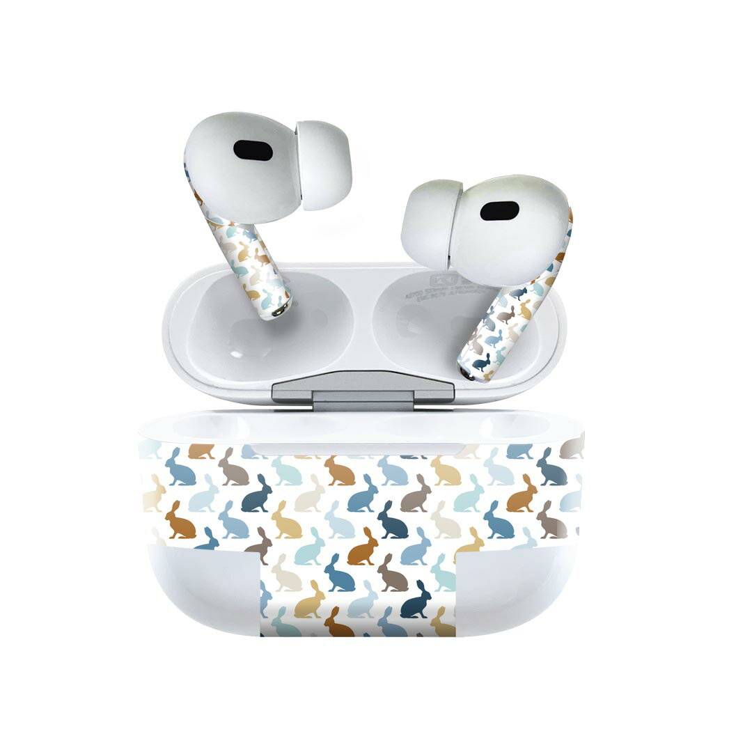 Air Pods Pro2 / Pro1 専用 デザインスキンシール airpods エアポッド apple アップル AirPods Pro 第1世代 airpodsPro 第2世代 対応 イヤホン カバー デコレーション アクセサリー デコシール 005296 うさぎ シンプル 柄