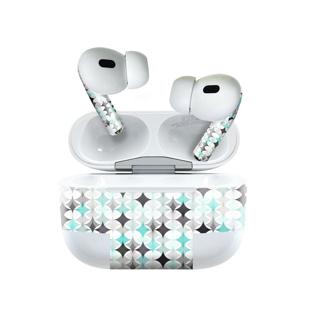 Air Pods Pro2 / Pro1 専用 デザインスキンシール airpods エアポッド apple アップル AirPods Pro 第1世代 airpodsPro 第2世代 対応 イヤホン カバー デコレーション アクセサリー デコシール 005381 キラキラ　水色　黒　模様