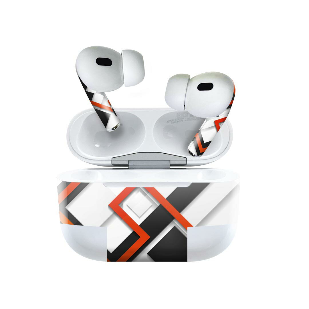 楽天スマコレAir Pods Pro2 / Pro1 専用 デザインスキンシール airpods エアポッド apple アップル AirPods Pro 第1世代 airpodsPro 第2世代 対応 イヤホン カバー デコレーション アクセサリー デコシール 008354 デザイン　赤　黒　ブラック　レッド