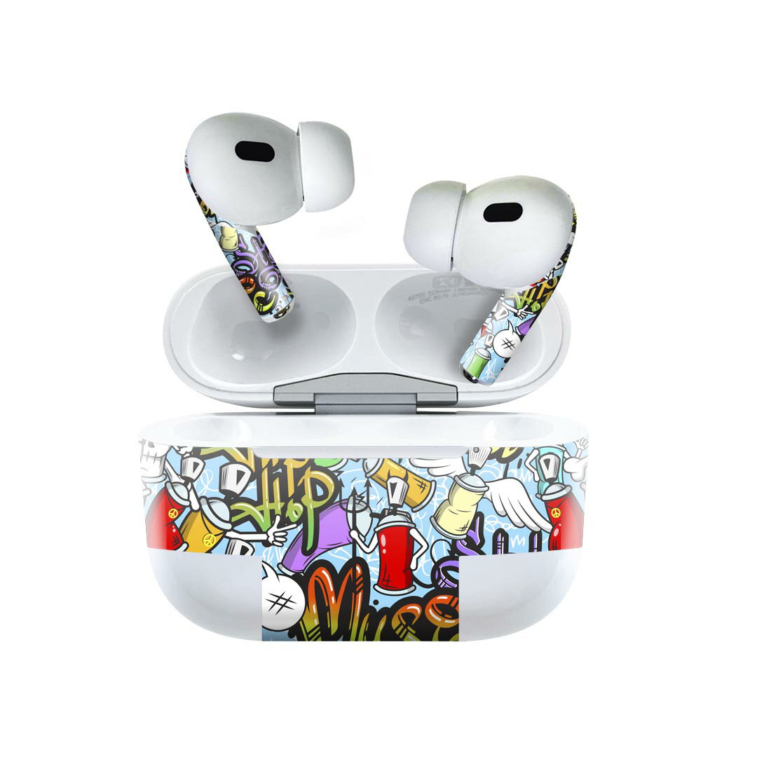 Air Pods Pro2 / Pro1 専用 デザインスキンシール airpods エアポッド apple アップル AirPods Pro 第1世代 airpodsPro 第2世代 対応 イヤホン カバー デコレーション アクセサリー デコシール 008487 カラフル　ペンキ　インク　パンク