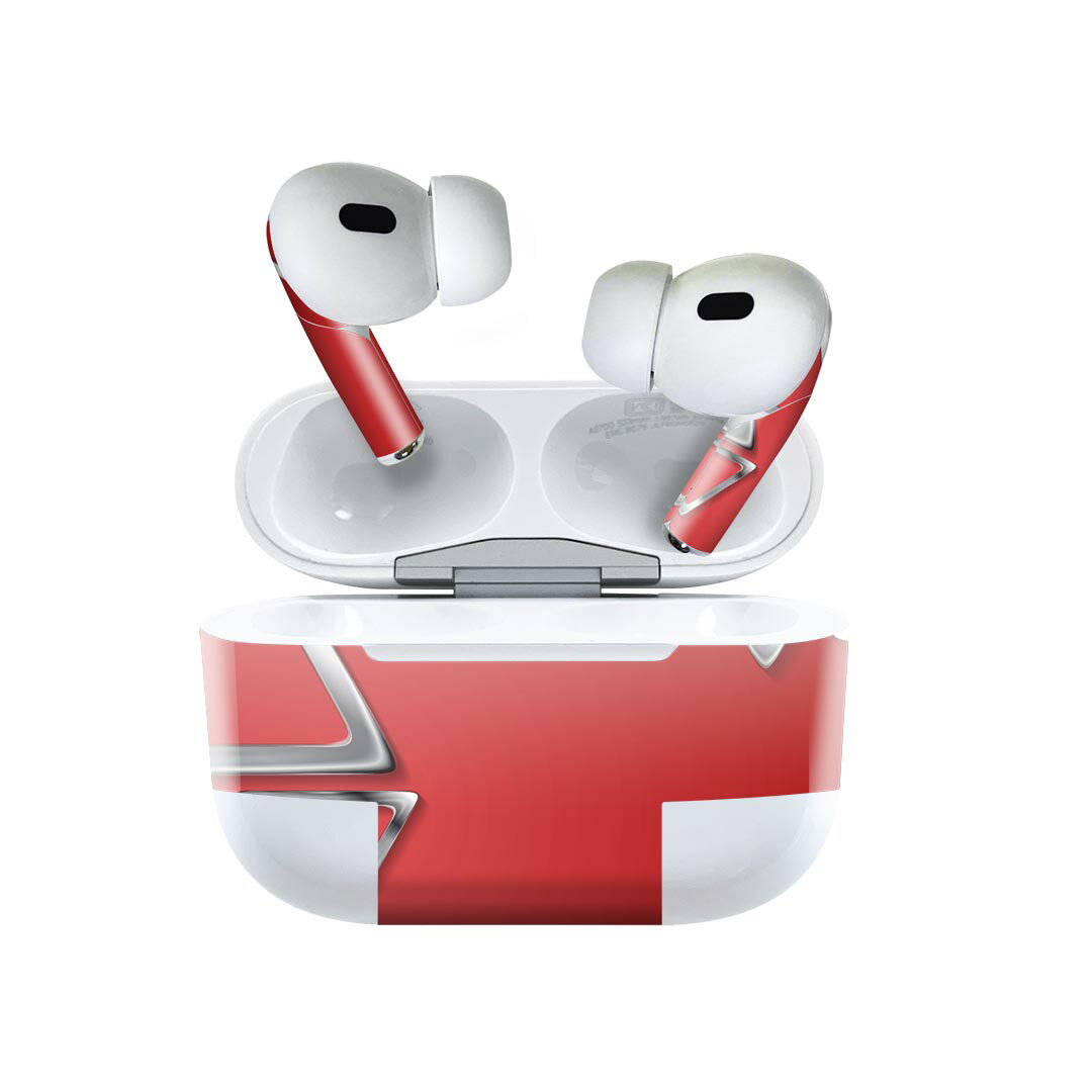 Air Pods Pro2 / Pro1 専用 デザインスキンシール airpods エアポッド apple アップル AirPods Pro 第1世代 airpodsPro 第2世代 対応 イヤホン カバー デコレーション アクセサリー デコシール 008498 赤 レッド 三角 模様