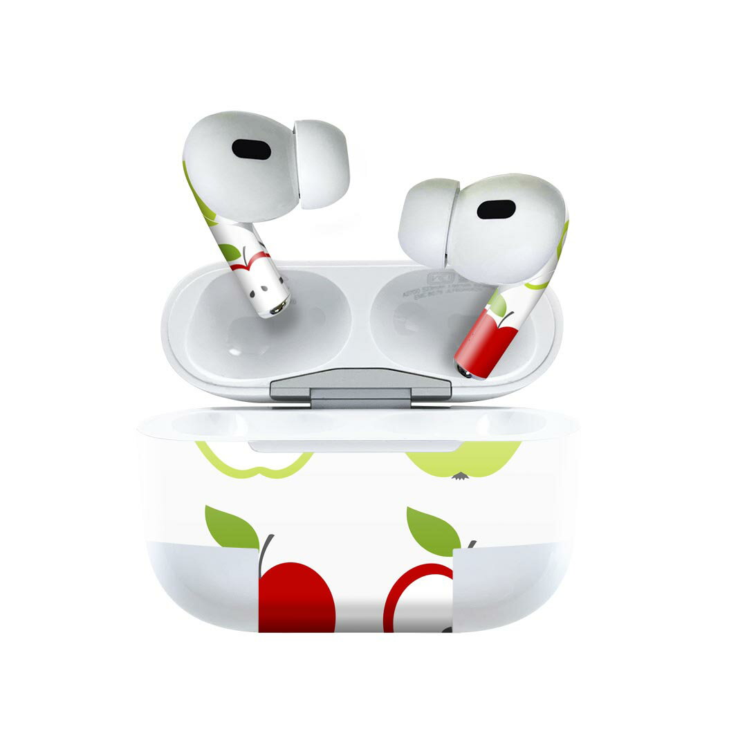 Air Pods Pro2 / Pro1 専用 デザインスキンシール airpods エアポッド apple アップル AirPods Pro 第1世代 airpodsPro 第2世代 対応 イヤホン カバー デコレーション アクセサリー デコシール 009688 りんご　赤　緑