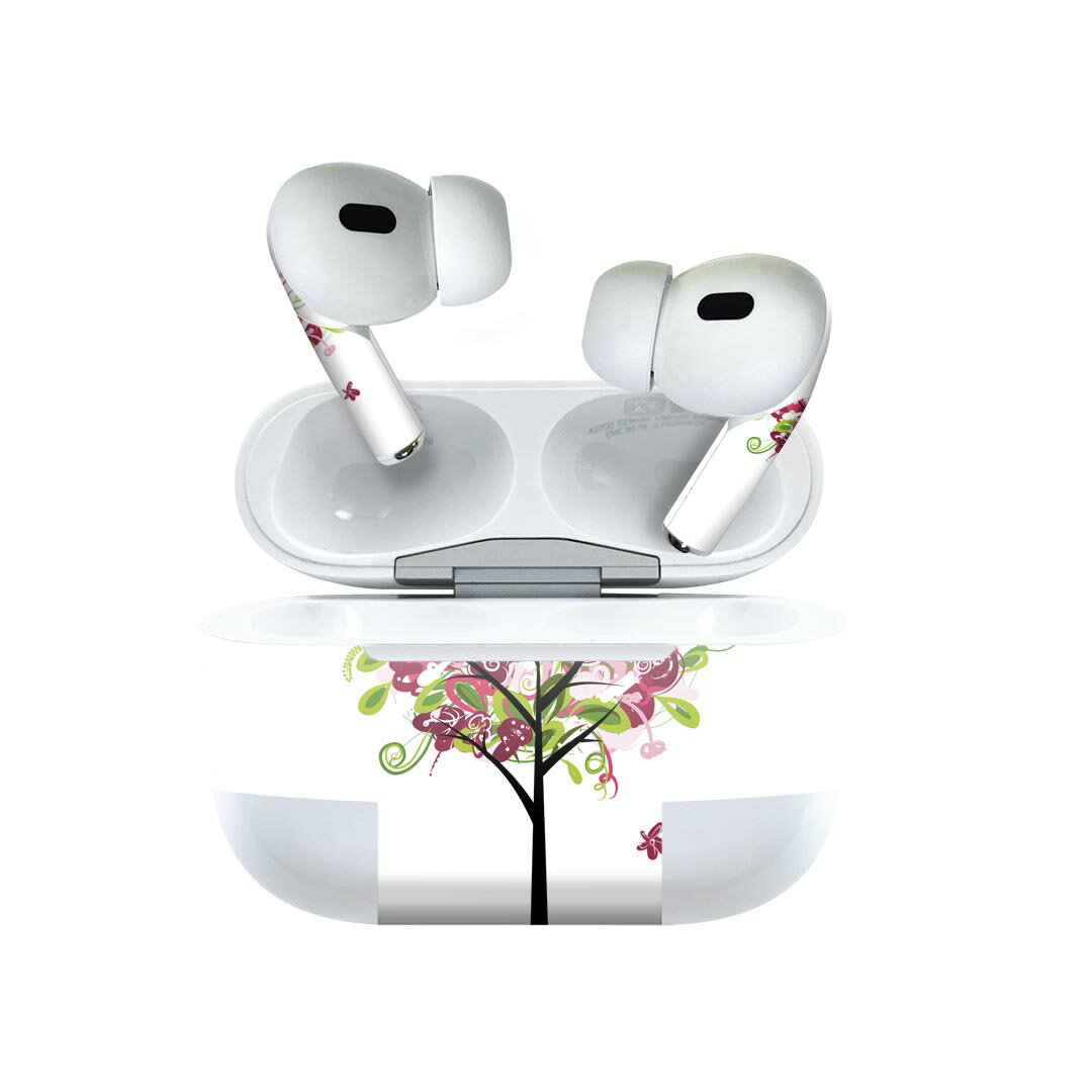 Air Pods Pro2 / Pro1 専用 デザインスキンシール airpods エアポッド apple アップル AirPods Pro 第1世代 airpodsPro 第2世代 対応 イヤホン カバー デコレーション アクセサリー デコシール 009804 　花　ピンク　紫