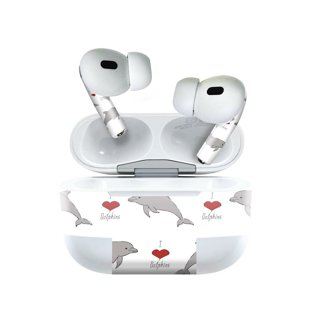 Air Pods Pro2 / Pro1 専用 デザインスキンシール airpods エアポッド apple アップル AirPods Pro 第1世代 airpodsPro 第2世代 対応 イヤホン カバー デコレーション アクセサリー デコシール 010936 海　イルカ　生き物