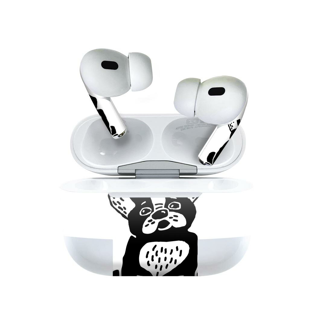 Air Pods Pro2 / Pro1 専用 デザインスキンシール airpods エアポッド apple アップル AirPods Pro 第1世代 airpodsPro 第2世代 対応 イヤホン カバー デコレーション アクセサリー デコシール 010972 犬 キャラクター 英語