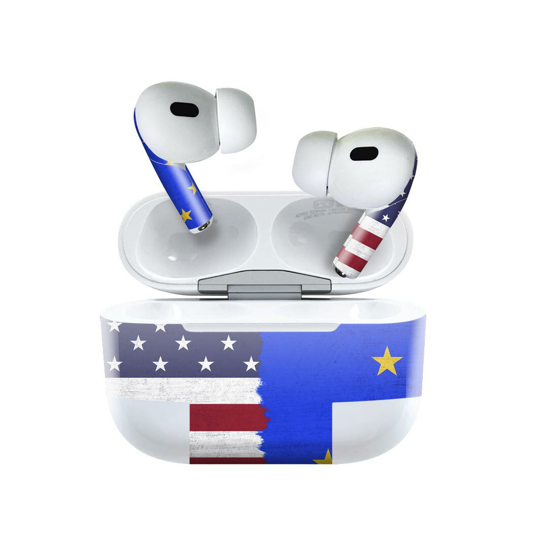 Air Pods Pro2 / Pro1 専用 デザインスキンシール airpods エアポッド apple アップル AirPods Pro 第1世代 airpodsPro 第2世代 対応 イヤホン カバー デコレーション アクセサリー デコシール 011335 外国　国旗　アメリカ