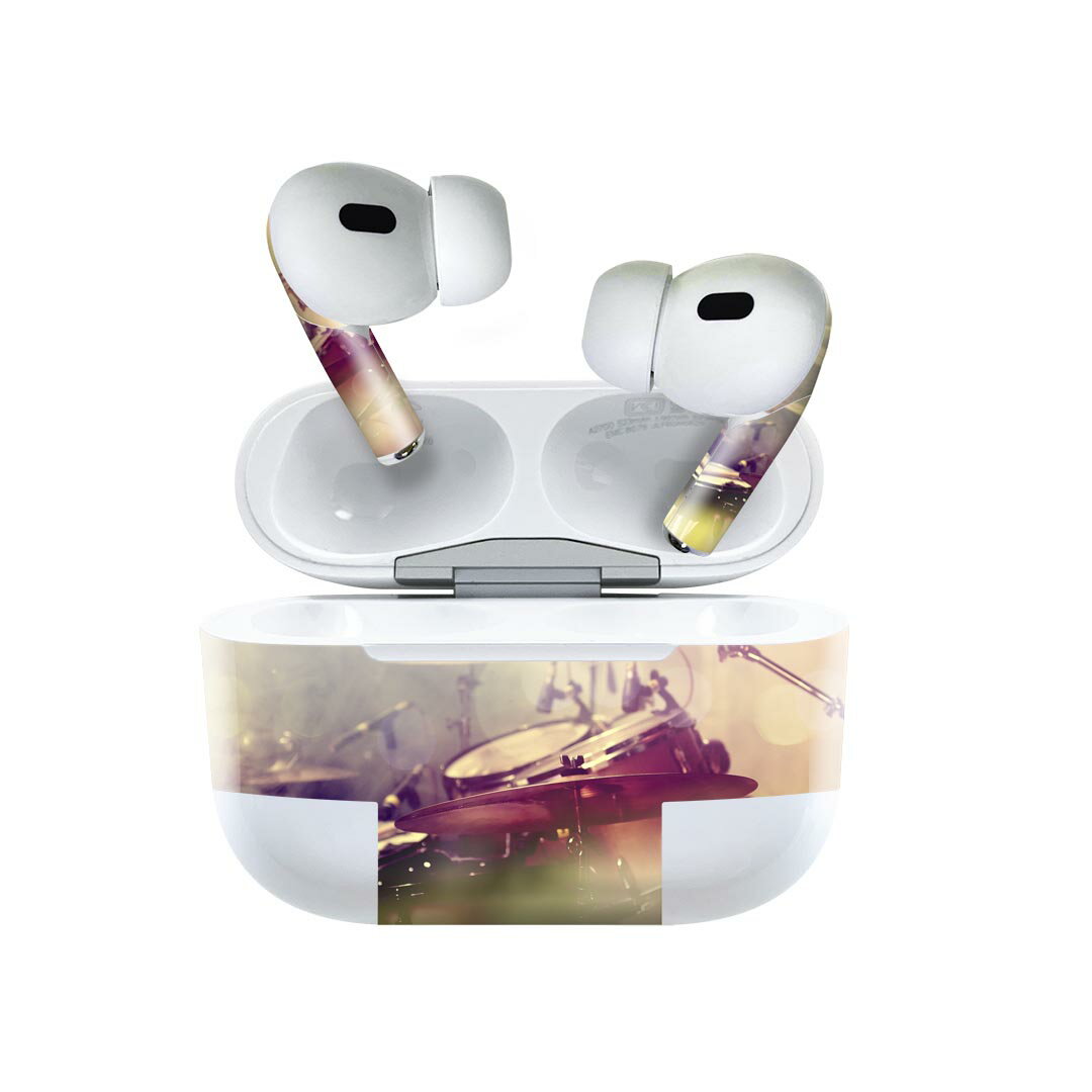 Air Pods Pro2 / Pro1 専用 デザインスキンシール airpods エアポッド apple アップル AirPods Pro 第1世代 airpodsPro 第2世代 対応 イヤホン カバー デコレーション アクセサリー デコシール 011443 ドラム　音楽　バンド