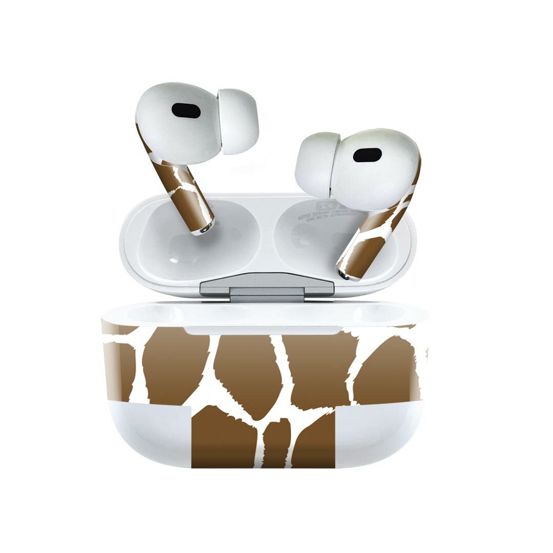 Air Pods Pro2 / Pro1 専用 デザインスキンシール airpods エアポッド apple アップル AirPods Pro 第1世代 airpodsPro 第2世代 対応 イヤホン カバー デコレーション アクセサリー デコシール 011587 キリン柄　アニマル柄　動物