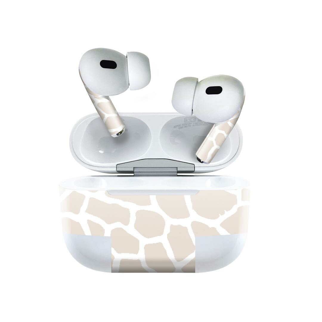 Air Pods Pro2 / Pro1 専用 デザインスキンシール airpods エアポッド apple アップル AirPods Pro 第1世代 airpodsPro 第2世代 対応 イヤホン カバー デコレーション アクセサリー デコシール 011589 キリン柄　アニマル柄　動物