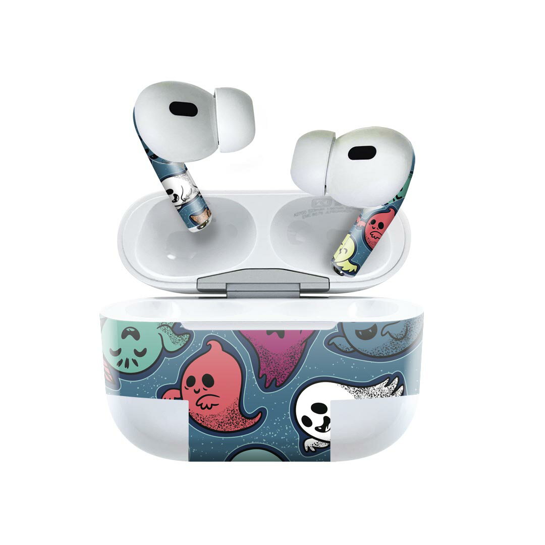 Air Pods Pro2 / Pro1 専用 デザインスキンシール airpods エアポッド apple アップル AirPods Pro 第1世代 airpodsPro 第2世代 対応 イヤホン カバー デコレーション アクセサリー デコシール 011692 おばけ　キャラクター　ゴースト