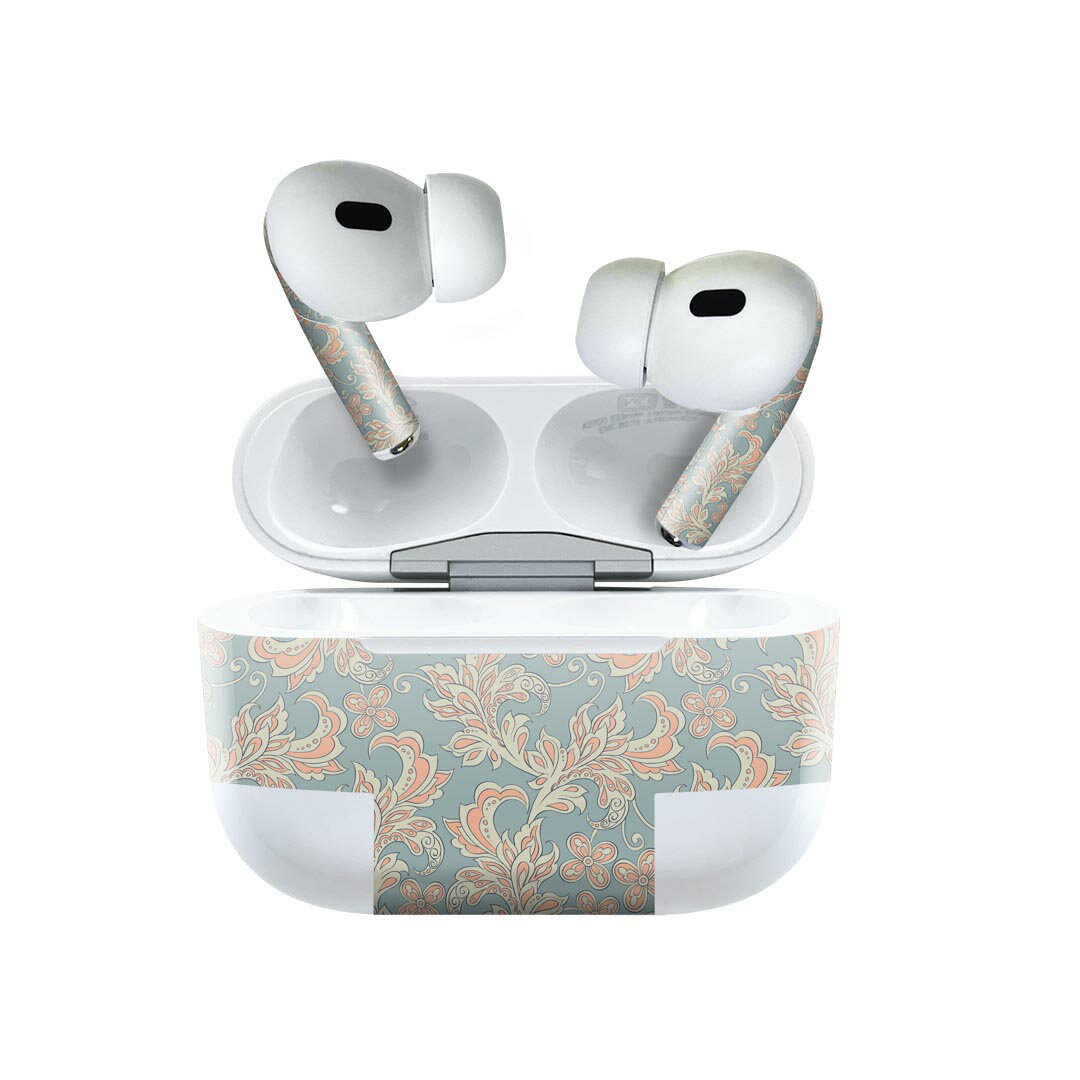 Air Pods Pro2 / Pro1 専用 デザインスキンシール airpods エアポッド apple アップル AirPods Pro 第1世代 airpodsPro 第2世代 対応 イヤホン カバー デコレーション アクセサリー デコシール 011848 つた　模様　エレガント