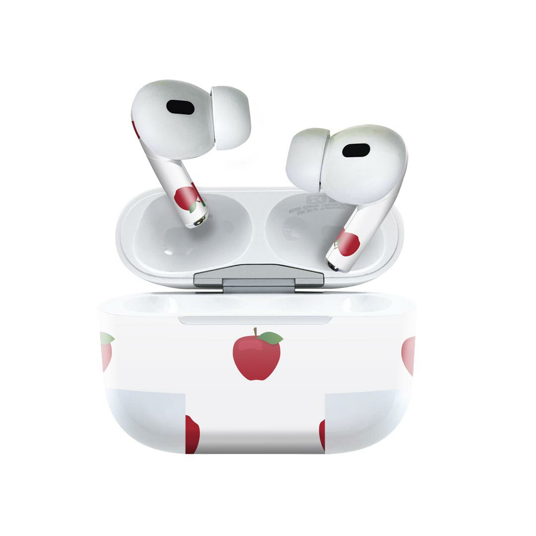 Air Pods Pro2 / Pro1 専用 デザインスキンシール airpods エアポッド apple アップル AirPods Pro 第1世代 airpodsPro 第2世代 対応 イヤホン カバー デコレーション アクセサリー デコシール 012729 リンゴ　果物　マーク