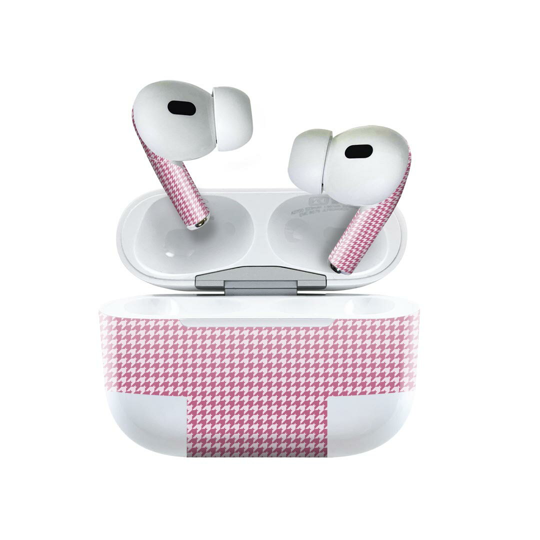 Air Pods Pro2 / Pro1 専用 デザインスキンシール airpods エアポッド apple アップル AirPods Pro 第1世代 airpodsPro 第2世代 対応 イヤホン カバー デコレーション アクセサリー デコシール 012747 千鳥　柄　ピンク