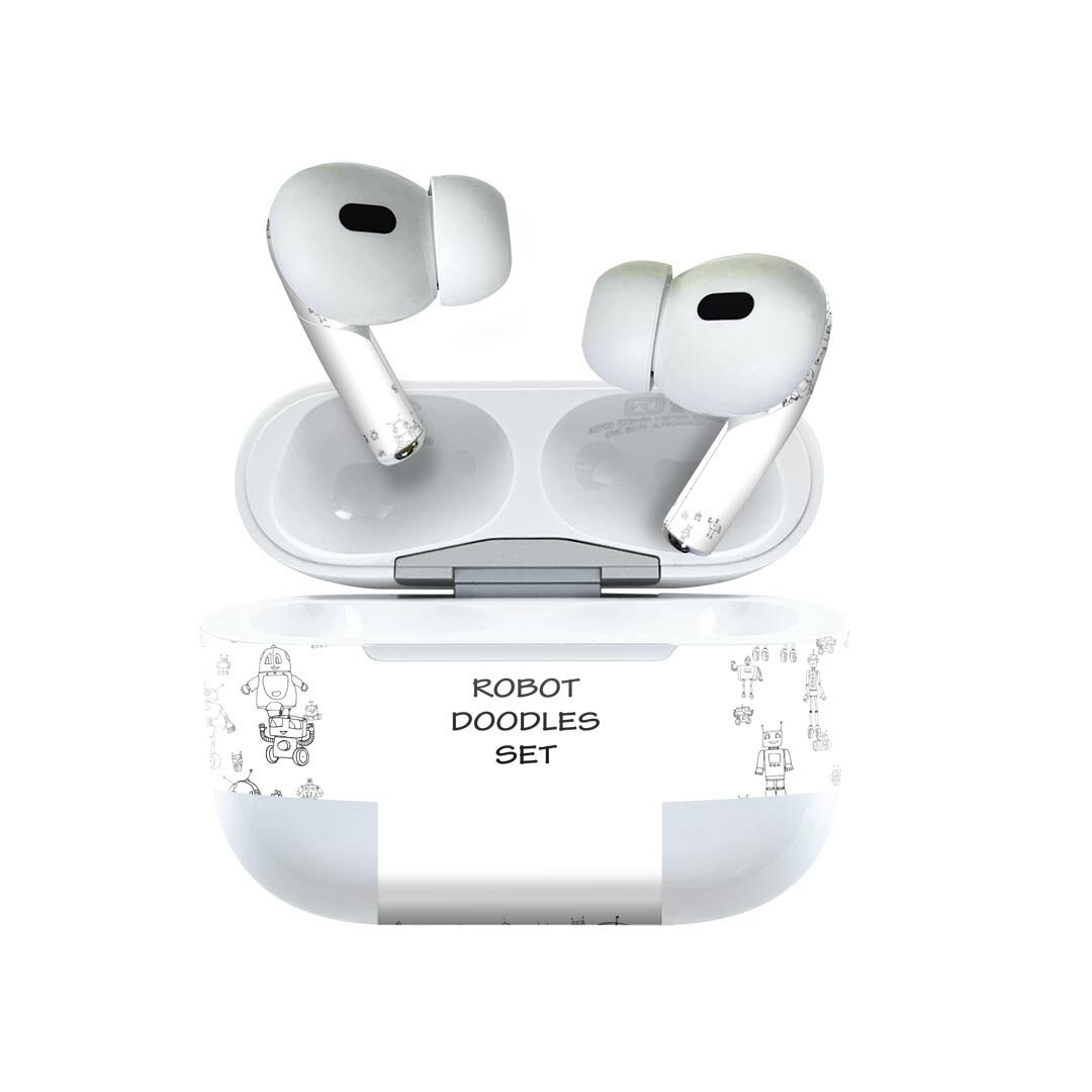 Air Pods Pro2 / Pro1 専用 デザインスキンシール airpods エアポッド apple アップル AirPods Pro 第1世代 airpodsPro 第2世代 対応 イヤホン カバー デコレーション アクセサリー デコシール 013504 ロボット　機械