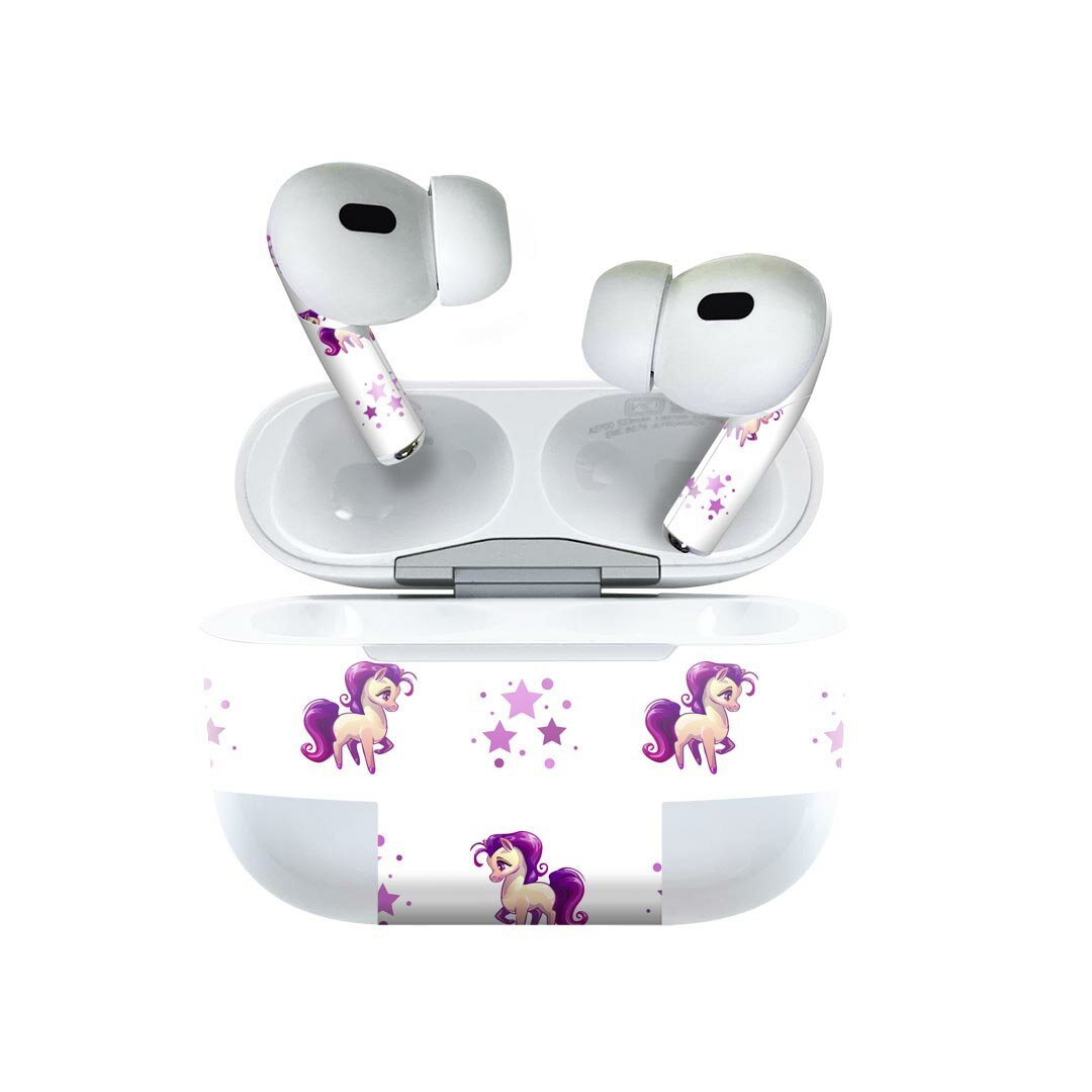 Air Pods Pro2 / Pro1 専用 デザインスキンシール airpods エアポッド apple アップル AirPods Pro 第1世代 airpodsPro 第2世代 対応 イヤホン カバー デコレーション アクセサリー デコシール 013893 ユニコーン　星　紫