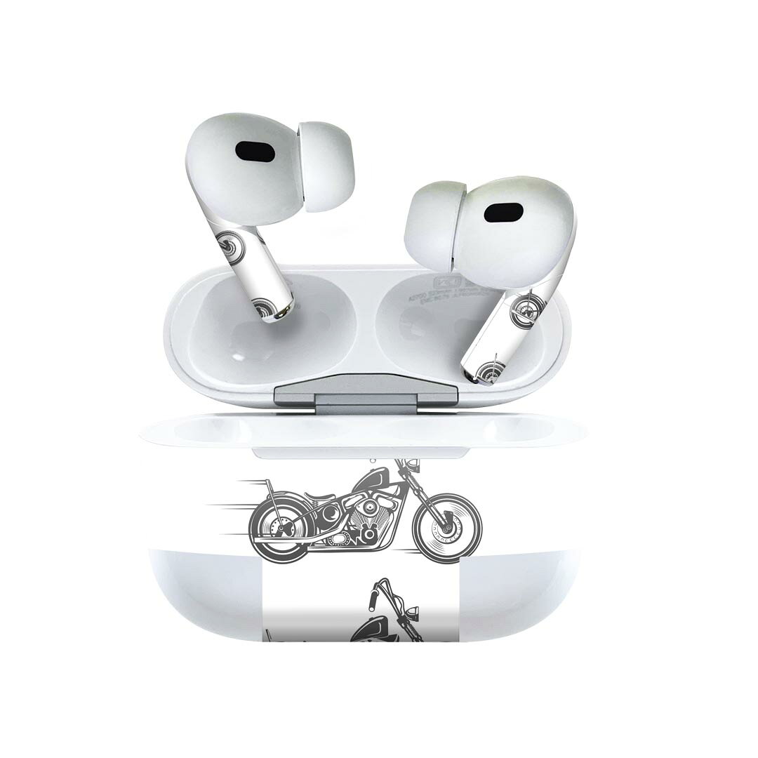 Air Pods Pro2 / Pro1 専用 デザインスキンシール airpods エアポッド apple アップル AirPods Pro 第1世代 airpodsPro 第2世代 対応 イヤホン カバー デコレーション アクセサリー デコシール 014146 バイク　乗り物