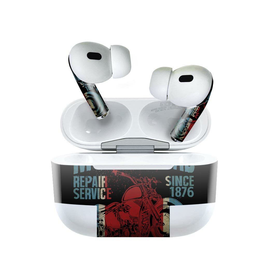 Air Pods Pro2 / Pro1 専用 デザインスキンシール airpods エアポッド apple アップル AirPods Pro 第1世代 airpodsPro 第2世代 対応 イヤホン カバー デコレーション アクセサリー デコシール 014393 バイク 乗り物 ロゴ