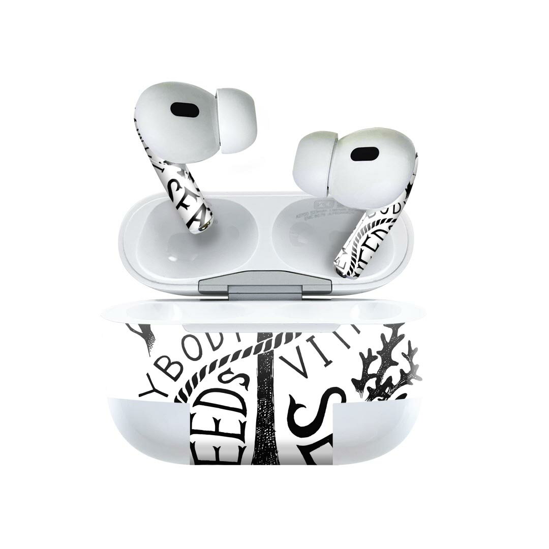 Air Pods Pro2 / Pro1 専用 デザインスキンシール airpods エアポッド apple アップル AirPods Pro 第1世代 airpodsPro 第2世代 対応 イヤホン カバー デコレーション アクセサリー デコシール 014498 碇　海　英語