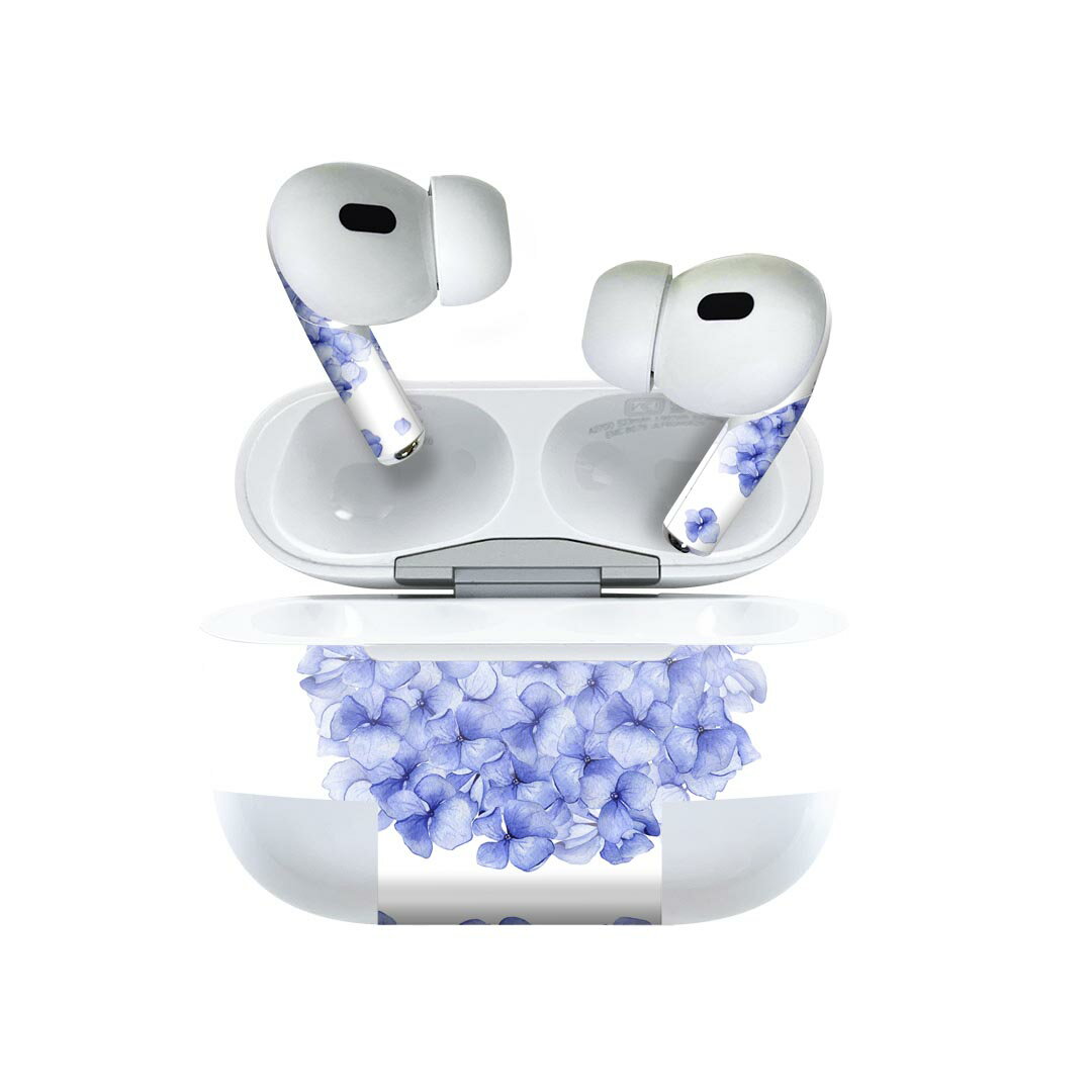 Air Pods Pro2 / Pro1 専用 デザインスキンシール airpods エアポッド apple アップル AirPods Pro 第1世代 airpodsPro 第2世代 対応 イヤホン カバー デコレーション アクセサリー デコシール 014893 花 花びら 紫