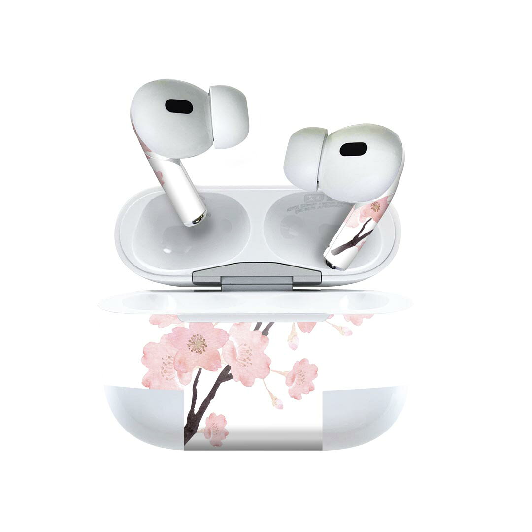 Air Pods Pro2 / Pro1 専用 デザインスキンシール airpods エアポッド apple アップル AirPods Pro 第1世代 airpodsPro 第2世代 対応 イヤホン カバー デコレーション アクセサリー デコシール 016455 さくら　植物