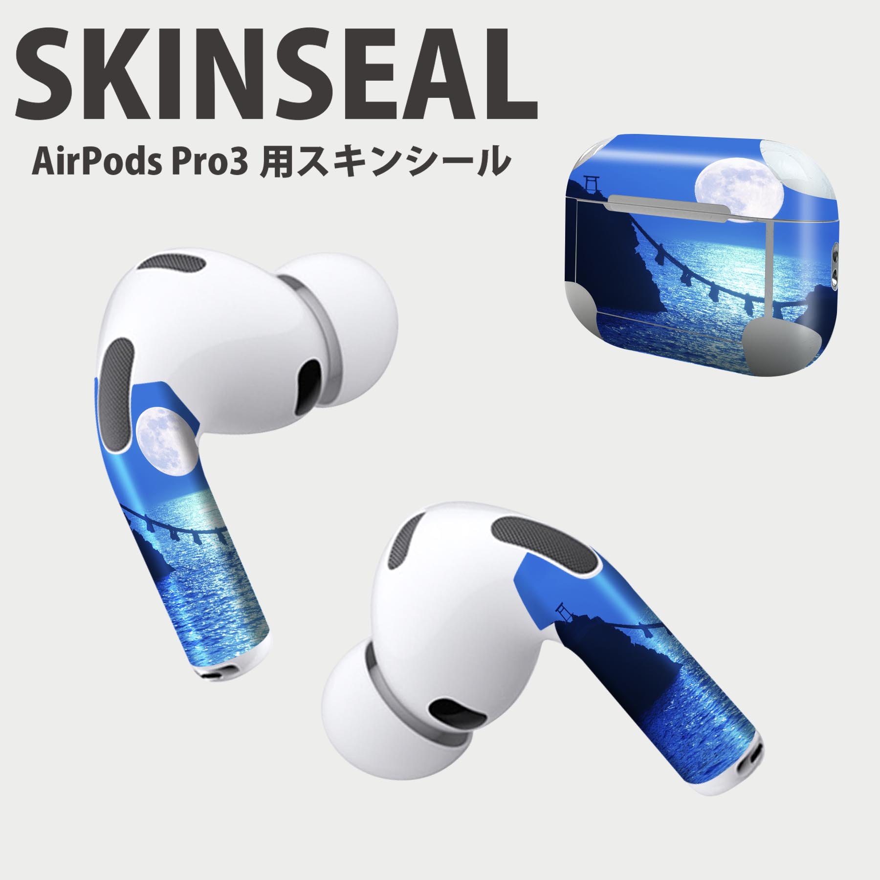 Air Pods Pro3 専用 デザインスキンシール エアポッド AirPods Pro 第3世代 対応 2枚入り イヤホン カバー デコレーション アクセサリー デコシール 高品質再剥離性シート 003160 写真　景色　風景