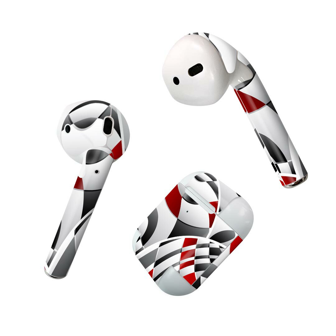 Air Pods 専用 デザインスキンシール airpods エアポッド apple アップル AirPods 第一世代（2016）airpods2 第二世代（2019）対応 イヤホン カバー デコレーション アクセサリー デコシール 000484 市松模様　ウェーブ