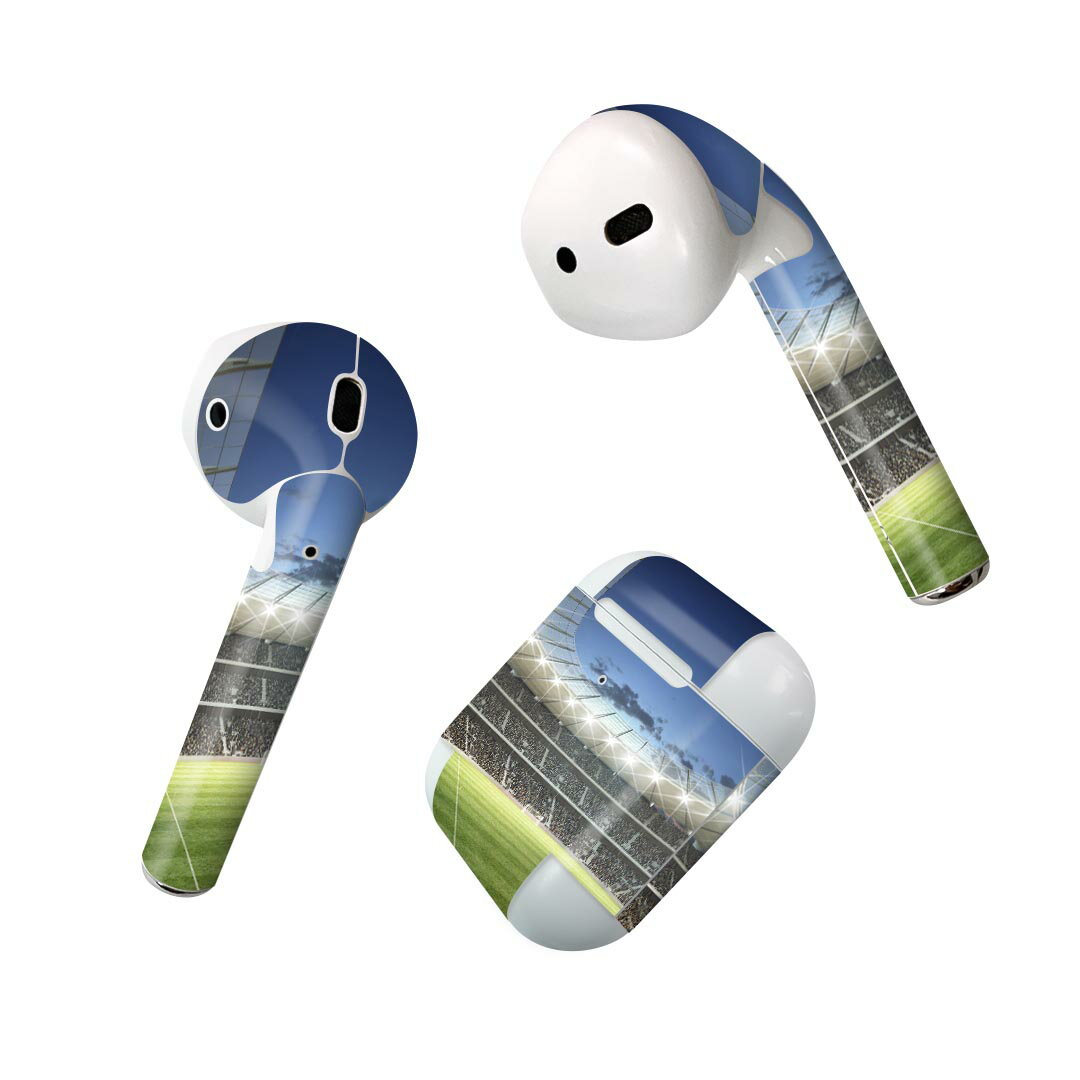 Air Pods 専用 デザインスキンシール airpods エアポッド apple アップル AirPods 第一世代（2016）airpods2 第二世代（2019）対応 イヤホン カバー デコレーション アクセサリー デコシール 001615 フィールド　スタジアム　サッカー