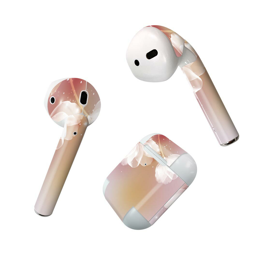 Air Pods 専用 デザインスキンシール airpods エアポッド apple アップル AirPods 第一世代（2016）airpods2 第二世代（2019）対応 イヤホン カバー デコレーション アクセサリー デコシール 001974 花　　紫