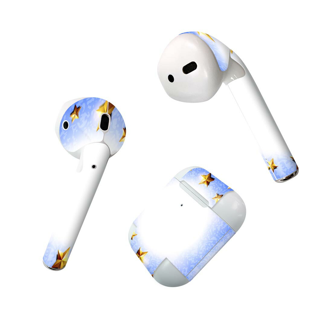 Air Pods 専用 デザインスキンシール airpods エアポッド apple アップル AirPods 第一世代(2016)airpods2 第二世代(2019)対応 イヤホン カバー デコレーション アクセサリー デコシール 002206 星 立体 青