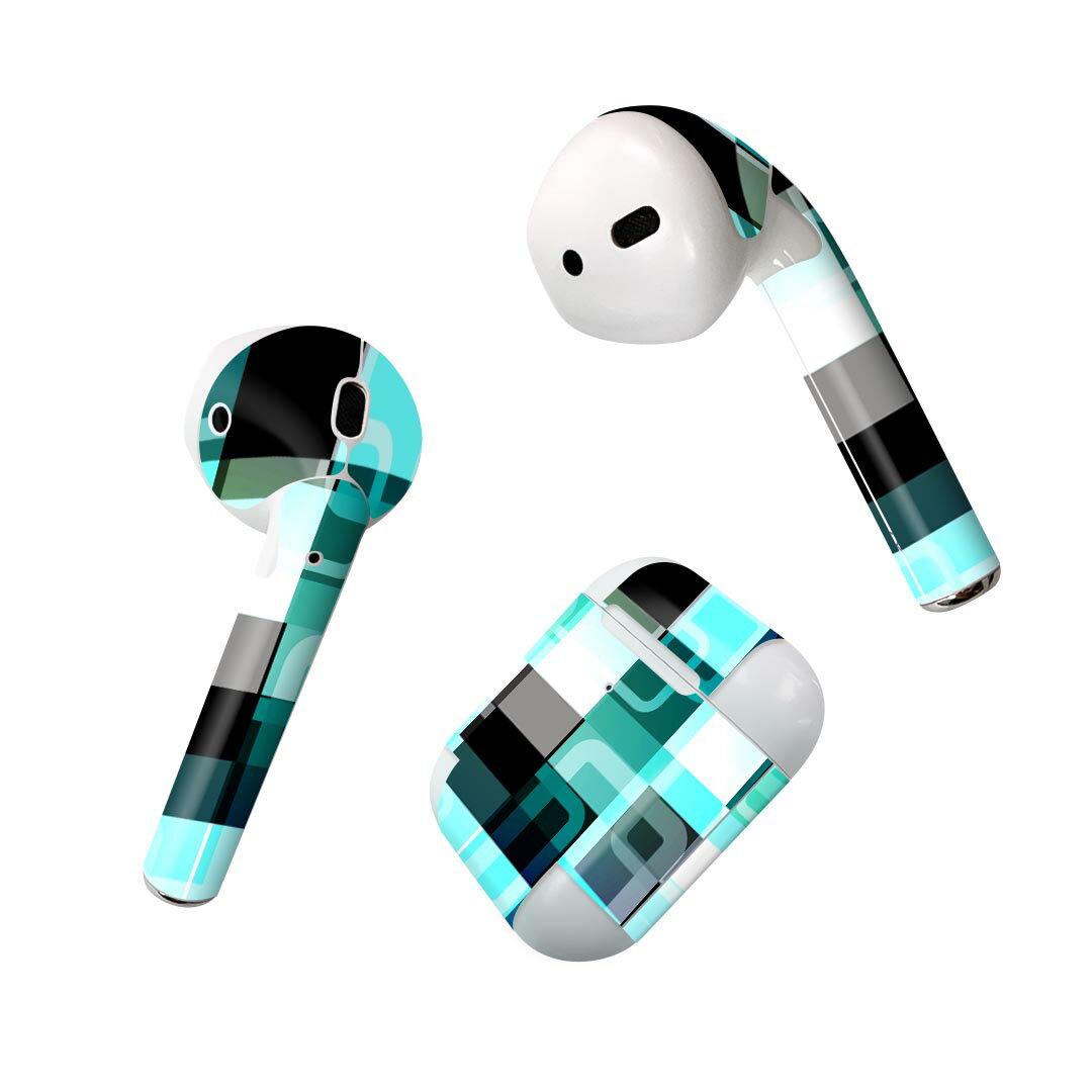 Air Pods 専用 デザインスキンシール airpods エアポッド apple アップル AirPods 第一世代(2016)airpods2 第二世代(2019)対応 イヤホン カバー デコレーション アクセサリー デコシール 002482 模様 青 黒