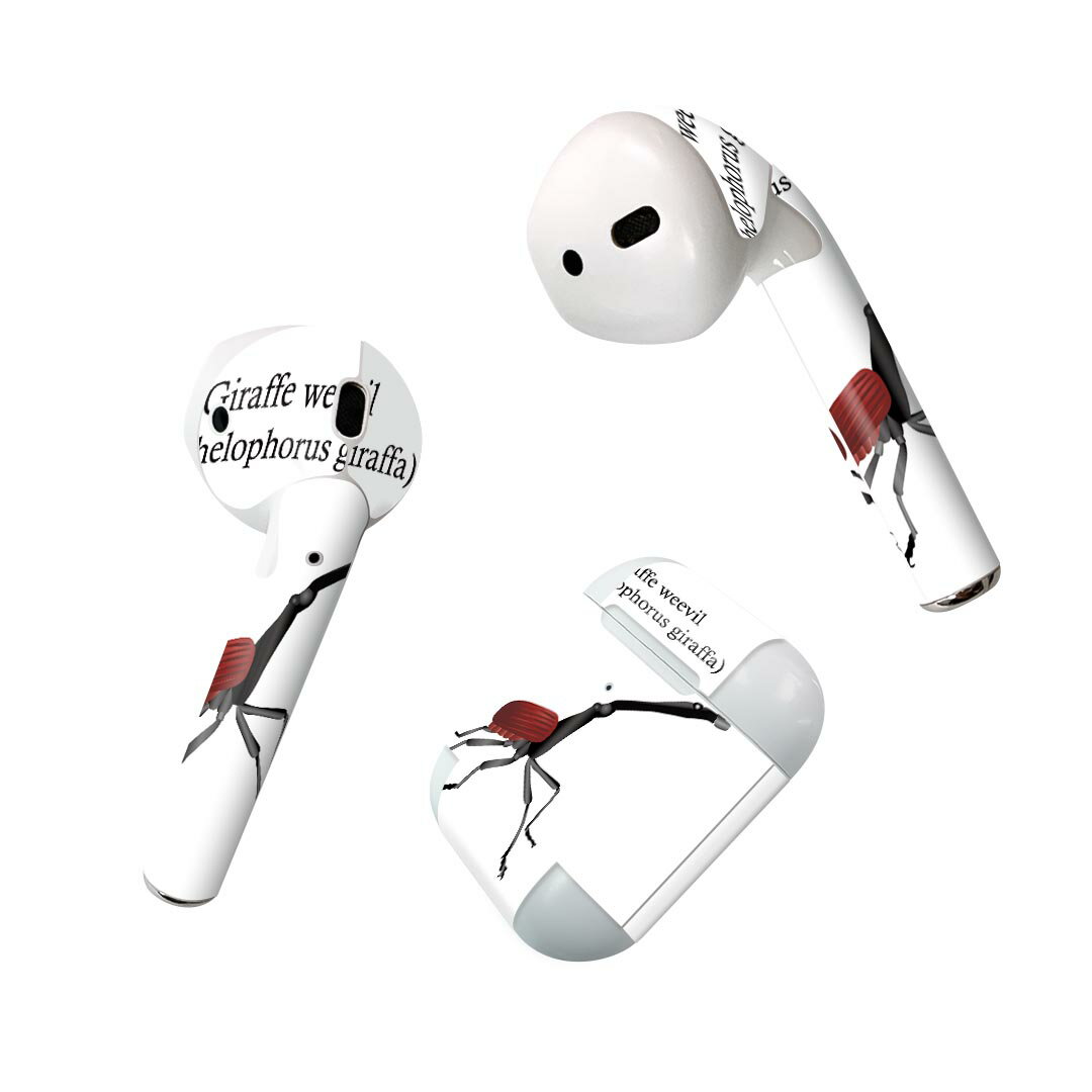 Air Pods 専用 デザインスキンシール airpods エアポッド apple アップル AirPods 第一世代（2016）airpods2 第二世代（2019）対応 イヤホン カバー デコレーション アクセサリー デコシール 020018 虫 虫 giraffe weevil キリンクビナガオゾウムシ