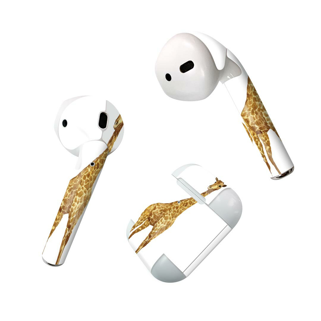 Air Pods 専用 デザインスキンシール airpods エアポッド apple アップル AirPods 第一世代（2016）airpods2 第二世代（2019）対応 イヤホン カバー デコレーション アクセサリー デコシール 020029 動物 動物 麒麟 きりん