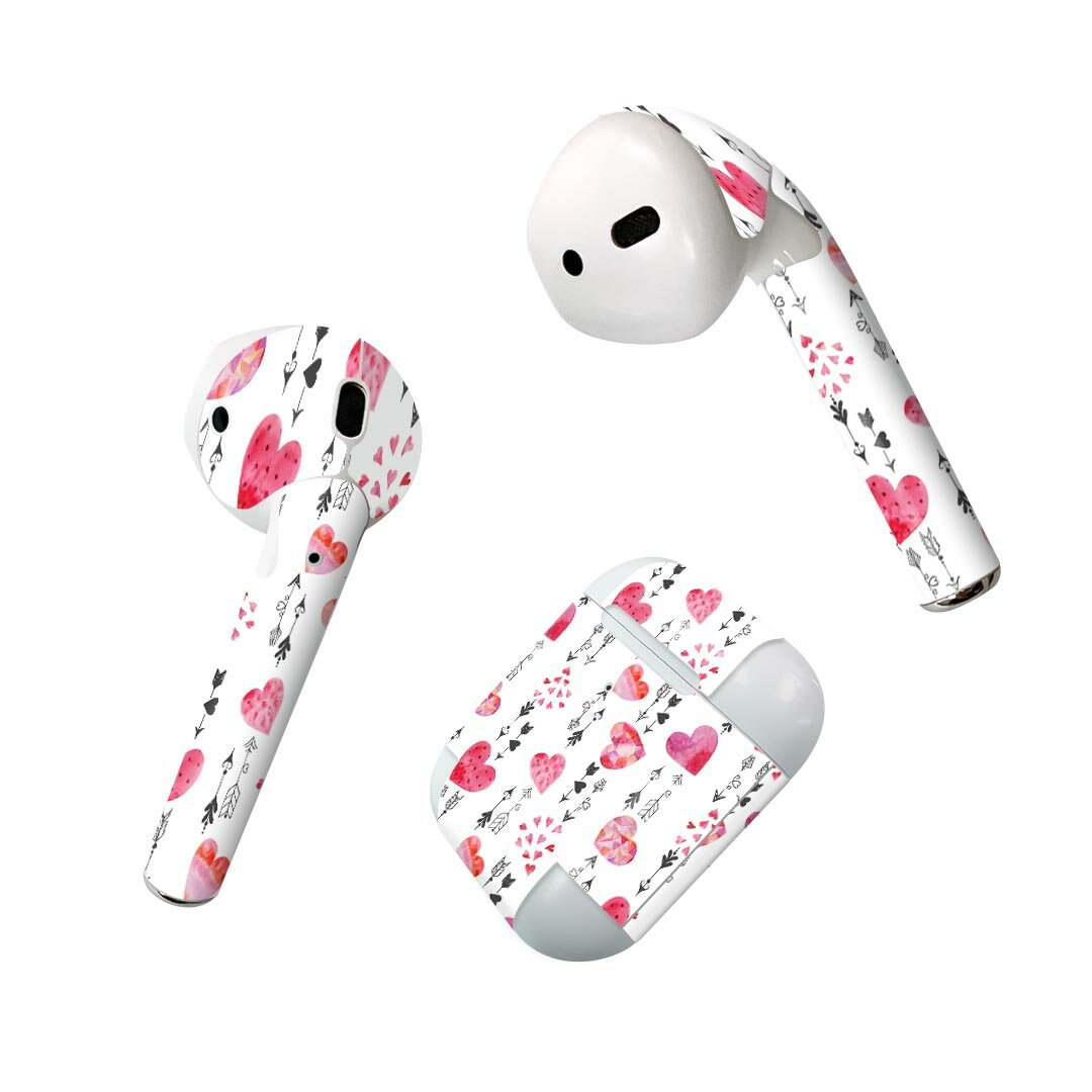 Air Pods 専用 デザインスキンシール airpods エアポッド apple アップル AirPods 第一世代（2016）airpods2 第二世代（2019）対応 イヤホン カバー デコレーション アクセサリー デコシール 020621 マスクデザイン バレンタイン ハート