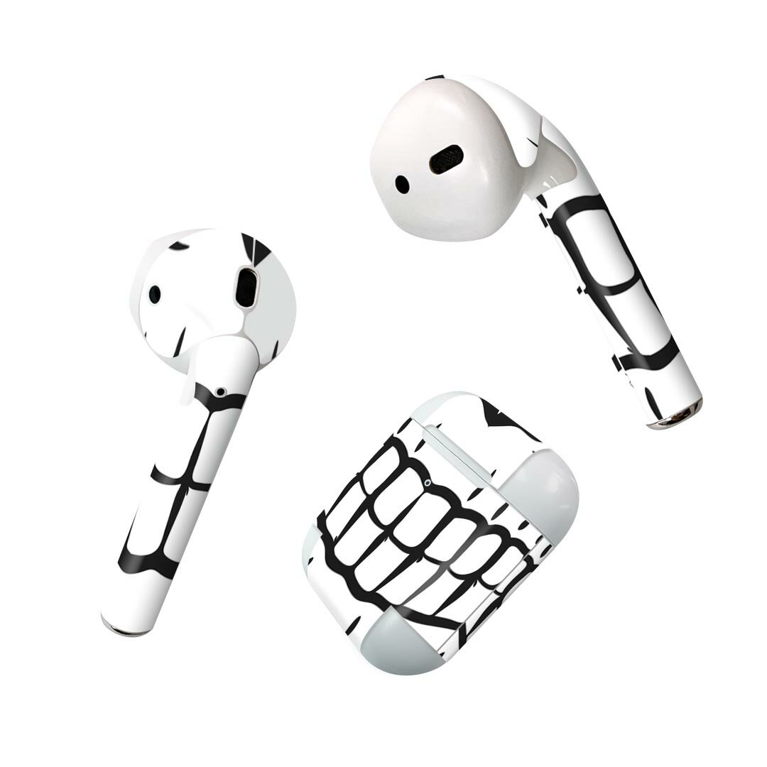 Air Pods 専用 デザインスキンシール airpods エアポッド apple アップル AirPods 第一世代（2016）airpods2 第二世代（2019）対応 イヤホン カバー デコレーション アクセサリー デコシール 020903 マスクデザイン 面白 骸骨