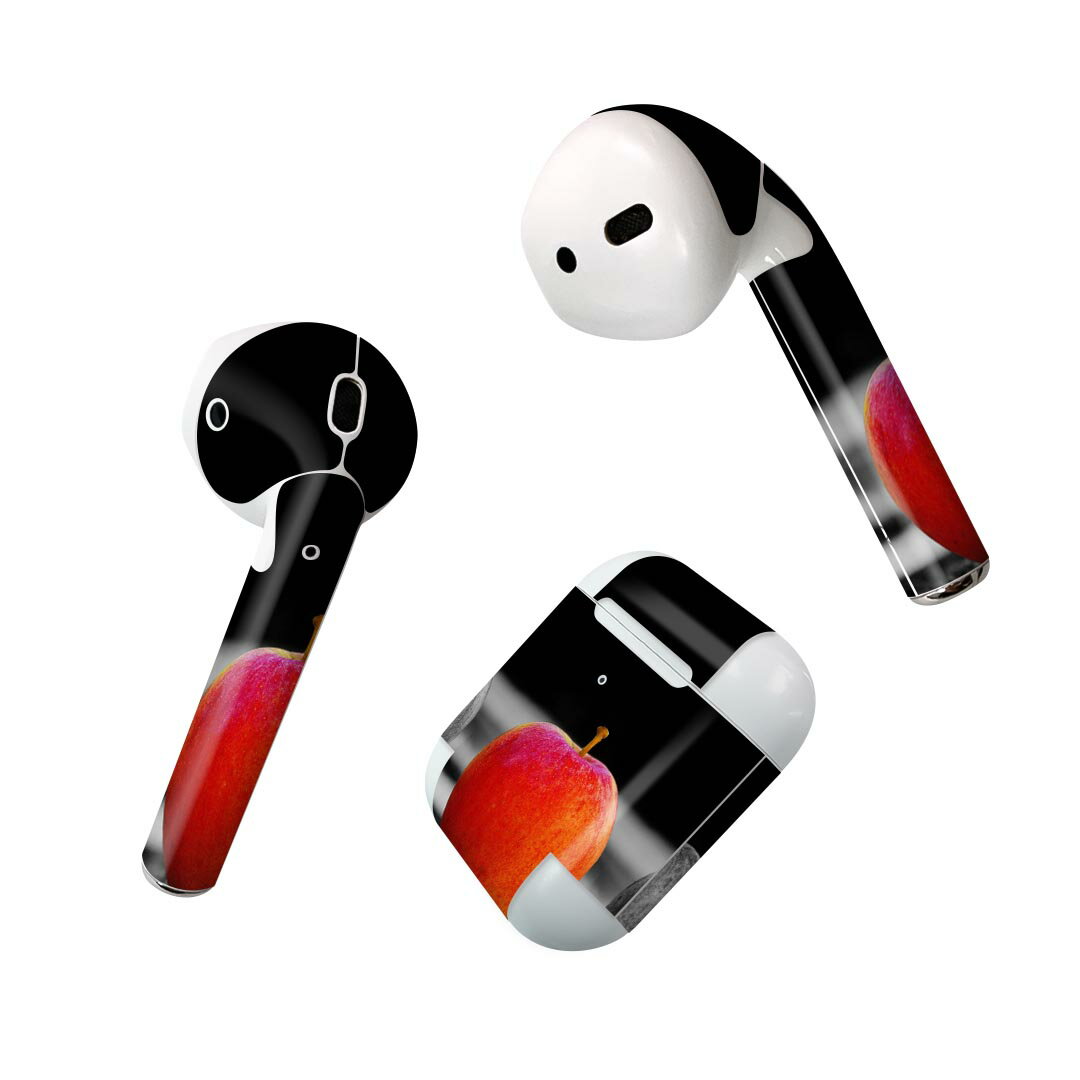 Air Pods 専用 デザインスキンシール airpods エアポッド apple アップル AirPods 第一世代（2016）airpods2 第二世代（2019）対応 イヤホン カバー デコレーション アクセサリー デコシール 022876 写真　りんご　果物