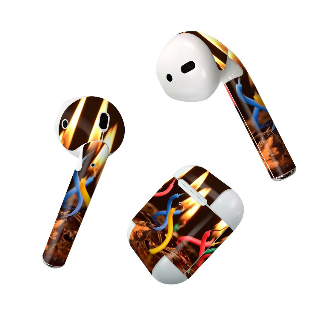 Air Pods 専用 デザインスキンシール airpods エアポッド apple アップル AirPods 第一世代（2016）airpods2 第二世代（2019）対応 イヤホン カバー デコレーション アクセサリー デコシール 022988 ろうそく　カラフル　写真