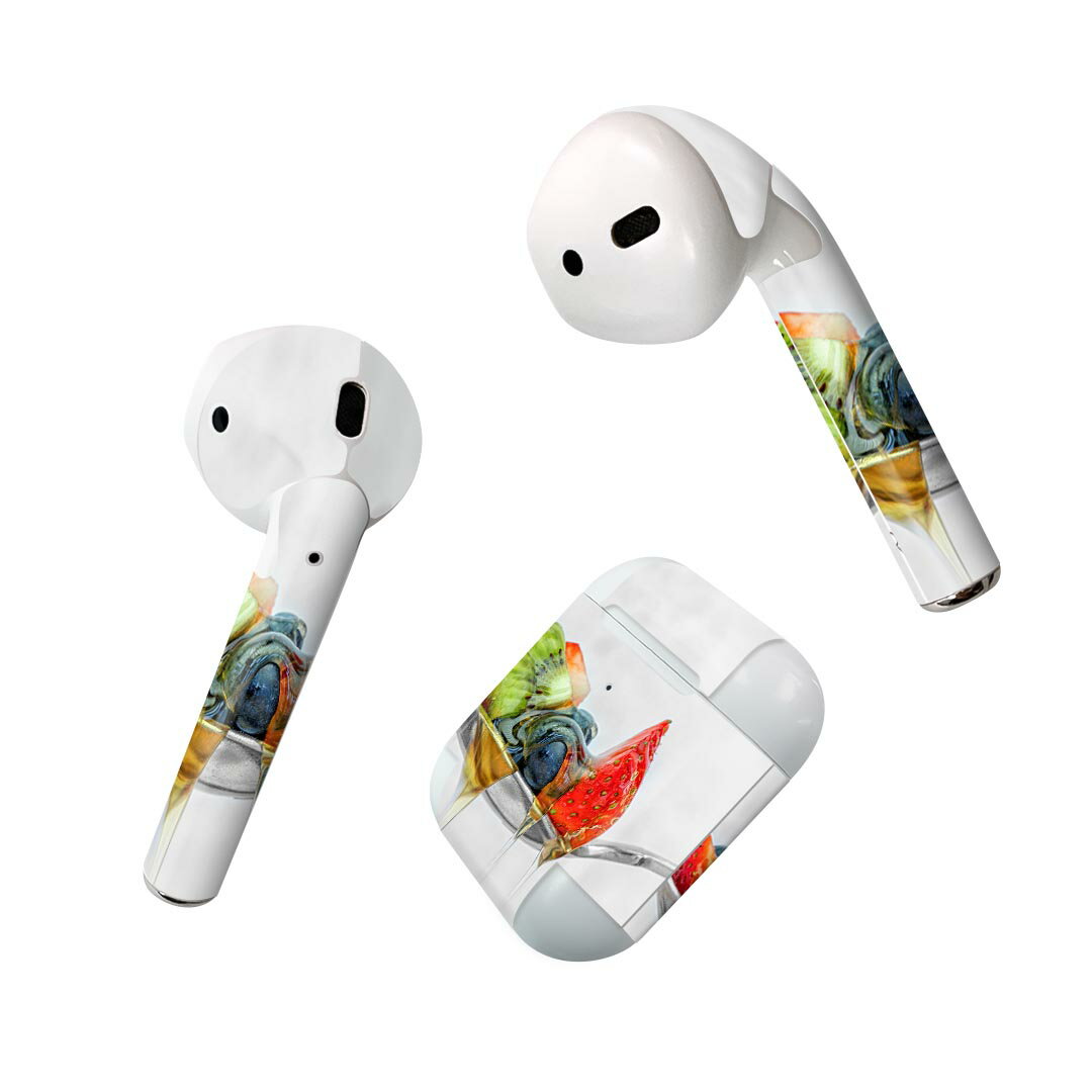Air Pods 専用 デザインスキンシール airpods エアポッド apple アップル AirPods 第一世代（2016）airpods2 第二世代（2019）対応 イヤホン カバー デコレーション アクセサリー デコシール 023166 フルーツ　果物