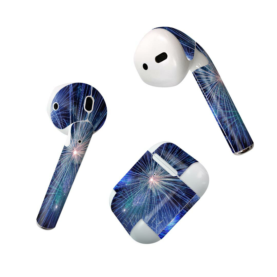 楽天スマコレAir Pods 専用 デザインスキンシール airpods エアポッド apple アップル AirPods 第一世代（2016）airpods2 第二世代（2019）対応 イヤホン カバー デコレーション アクセサリー デコシール 023280 花火　写真