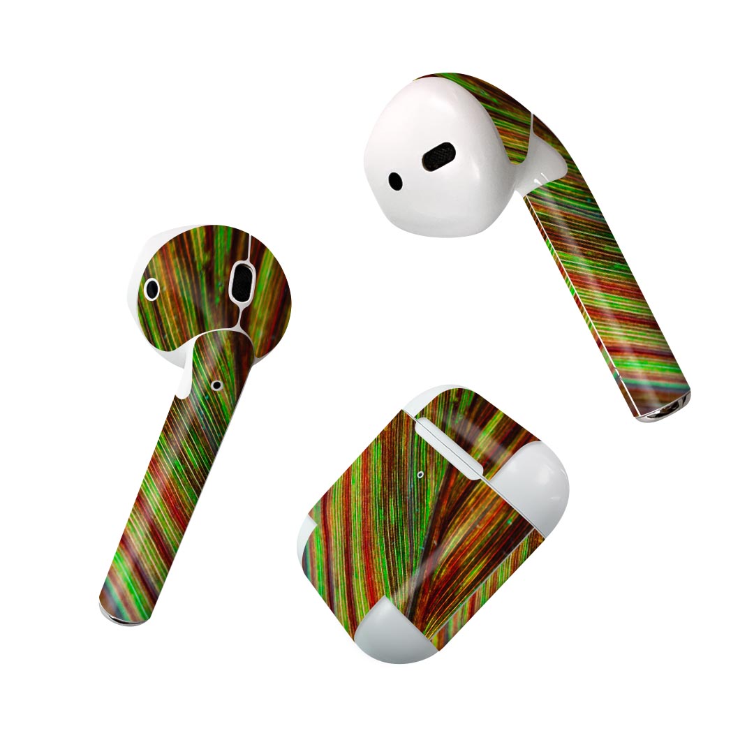 Air Pods 専用 デザインスキンシール airpods エアポッド apple アップル AirPods 第一世代（2016）airpods2 第二世代（2019）対応 イヤホン カバー デコレーション アクセサリー デコシール 023502 葉っぱ　植物　柄