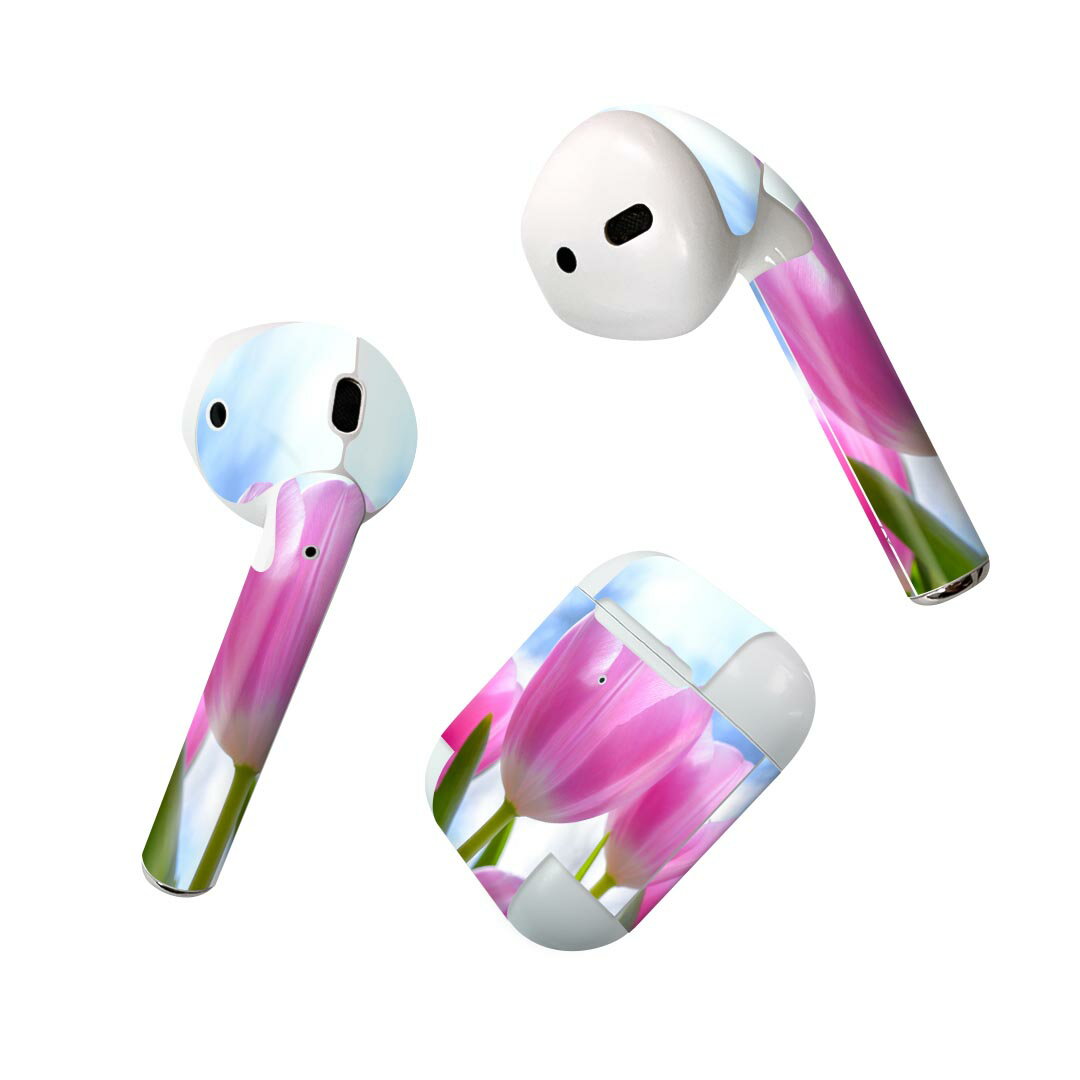 Air Pods 専用 デザインスキンシール airpods エアポッド apple アップル AirPods 第一世代（2016）airpods2 第二世代（2019）対応 イヤホン カバー デコレーション アクセサリー デコシール 023603 花　フラワー　チューリップ