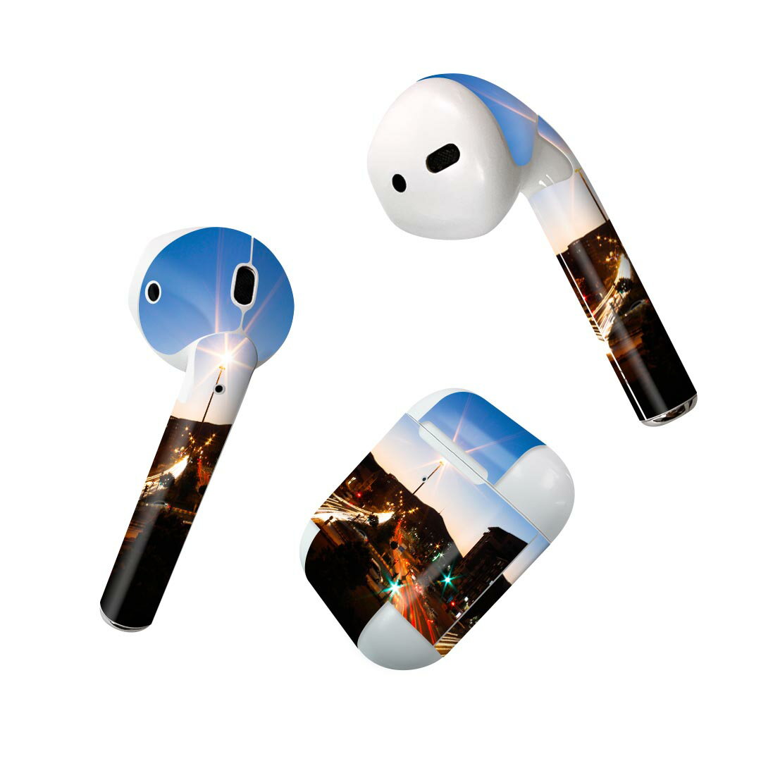 Air Pods 専用 デザインスキンシール airpods エアポッド apple アップル AirPods 第一世代（2016）airpods2 第二世代（2019）対応 イヤホン カバー デコレーション アクセサリー デコシール 023649 道路　写真　風景
