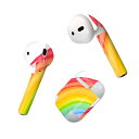 Air Pods 専用 デザインスキンシール airpods エアポッド apple アップル AirPods 第一世代(2016)airpods2 第二世代(2019)対応 イヤホン カバー デコレーション アクセサリー デコシール 023713 虹 レインボー